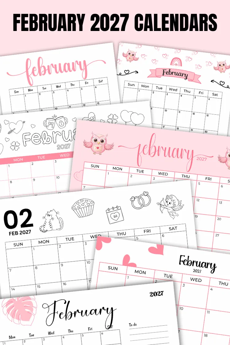 February 2027 Calendars | 40 Free Printable PDF