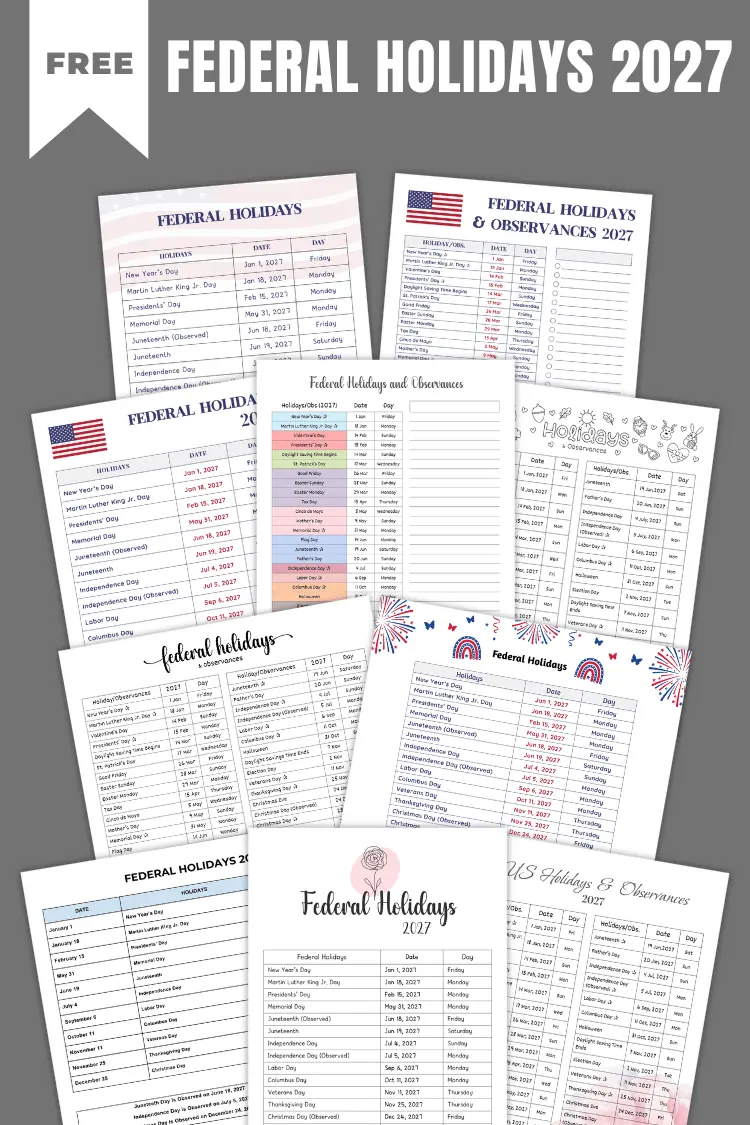 List of US Federal Holidays 2027 (PDF)