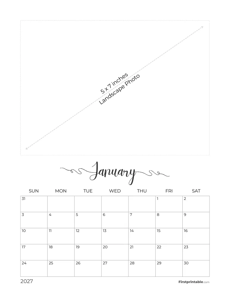 January 2027 Photo Calendar