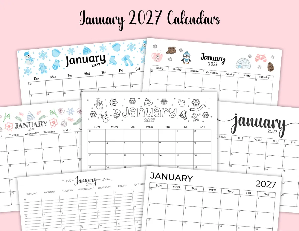 Printable 2027 January Calendar