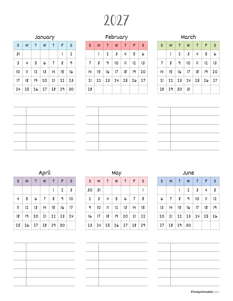 2027 Yearly Planner (Page 1)