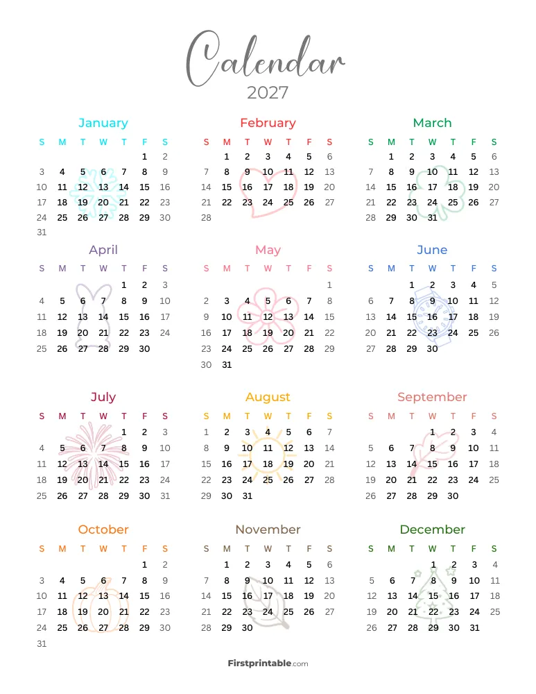 Printable Calendar 2027 Template 06
