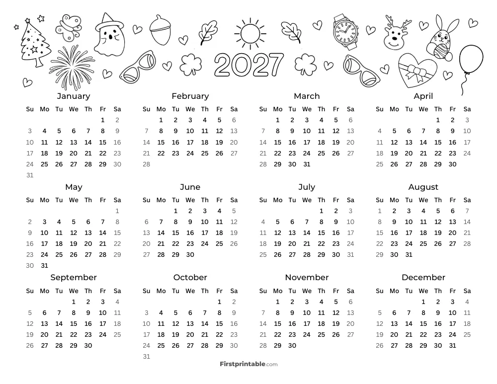 Printable Calendar 2027 Template 08