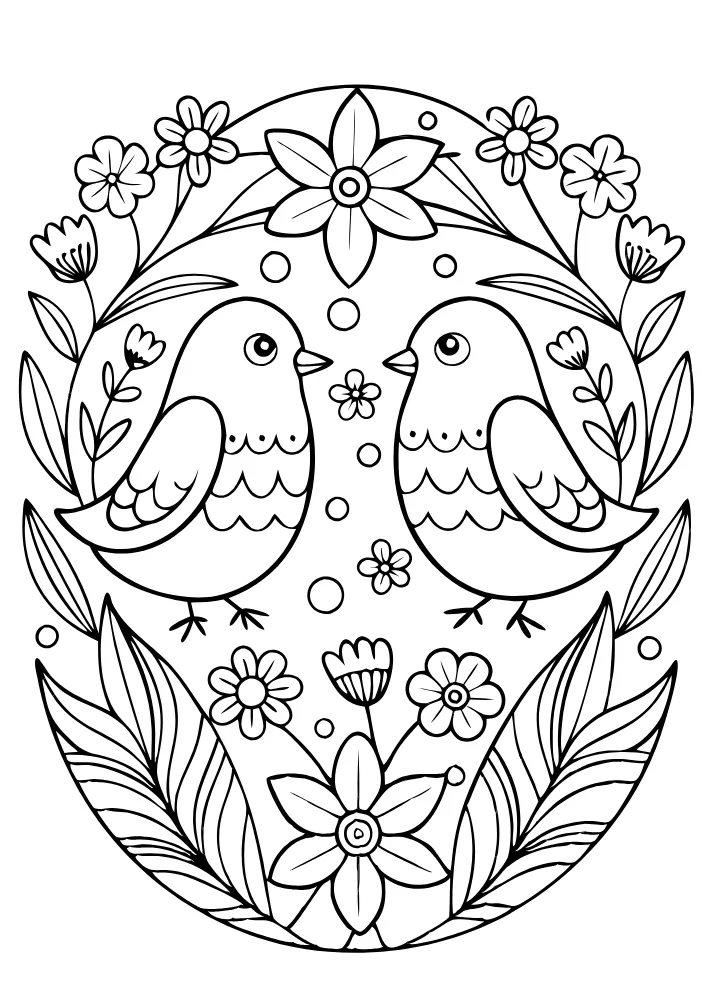 Cute Birds in Easter Egg Shape Card