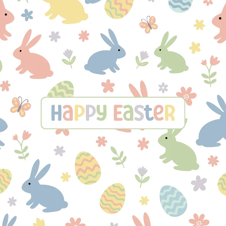 Easter Card with Bunny and Eggs