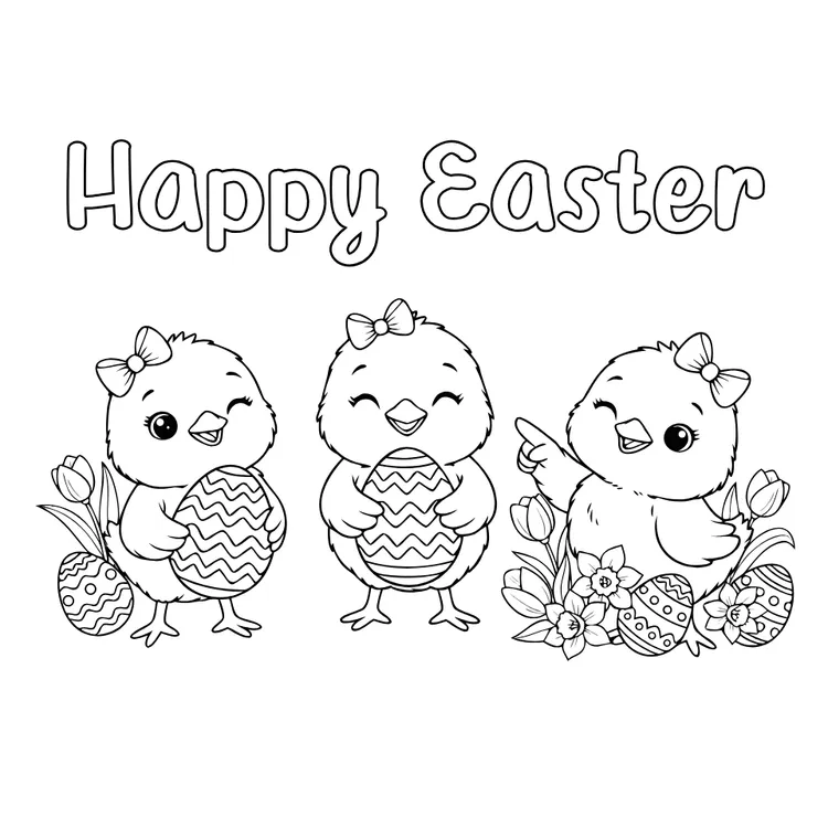 Cute Easter Chicks Coloring Card