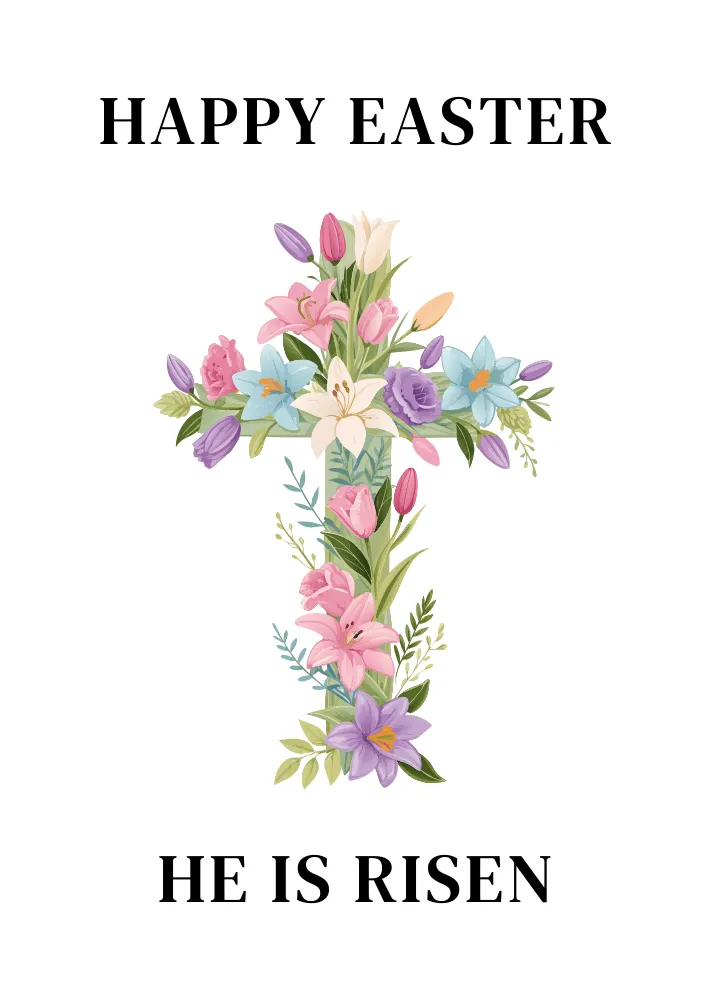 He Is Risen Watercolor Floral Easter Card