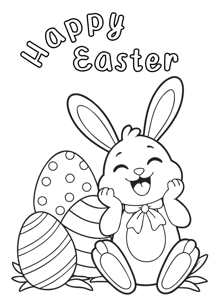Happy Easter Bunny with Eggs Card