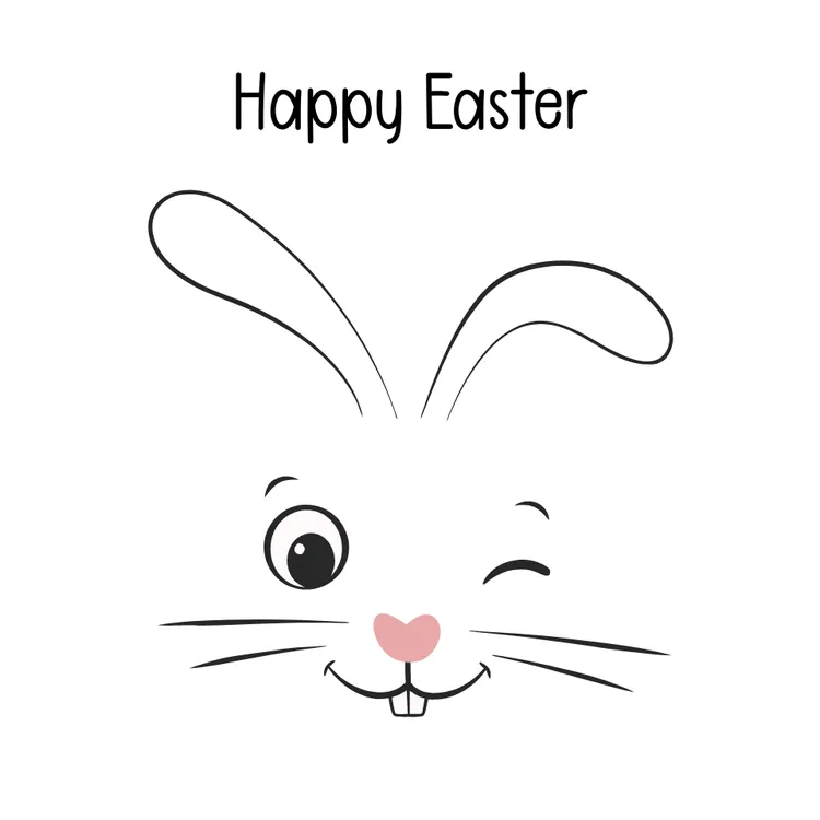 Cute Bunny Face “Happy Easter” Card
