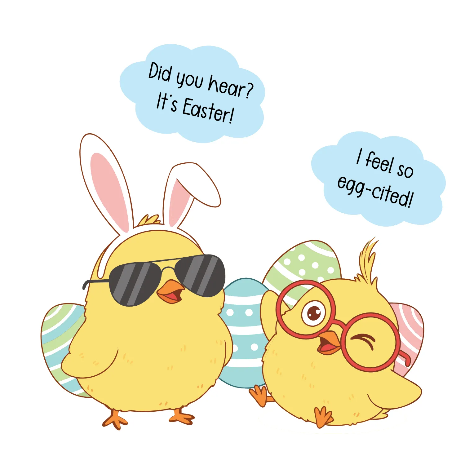 Cute Two Chicks Easter Cards to Print