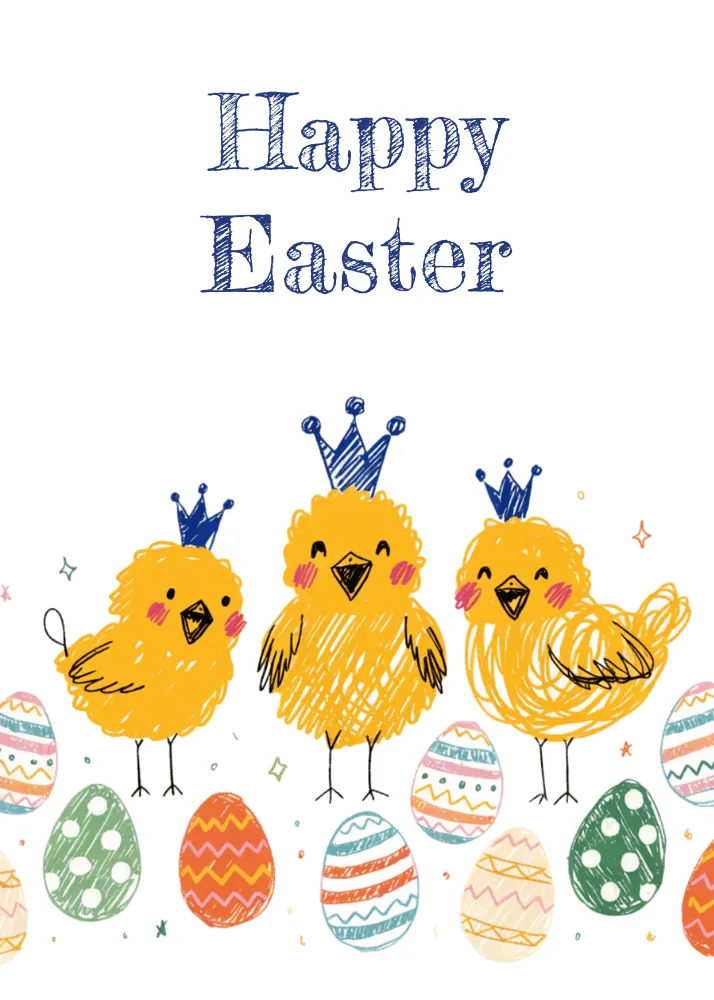 Cute Hand-Drawn Easter Chick Printable Card