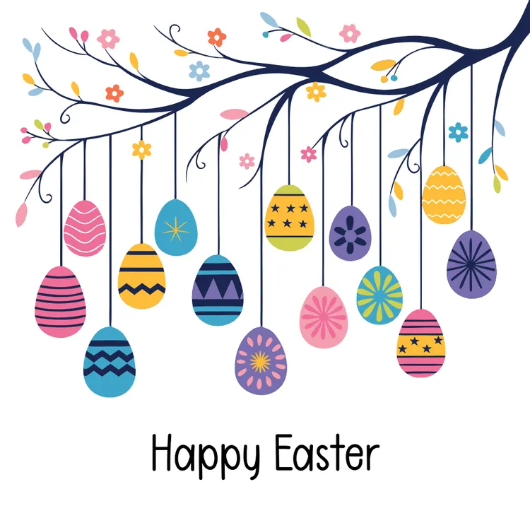 Easter Eggs on Tree Printable Card