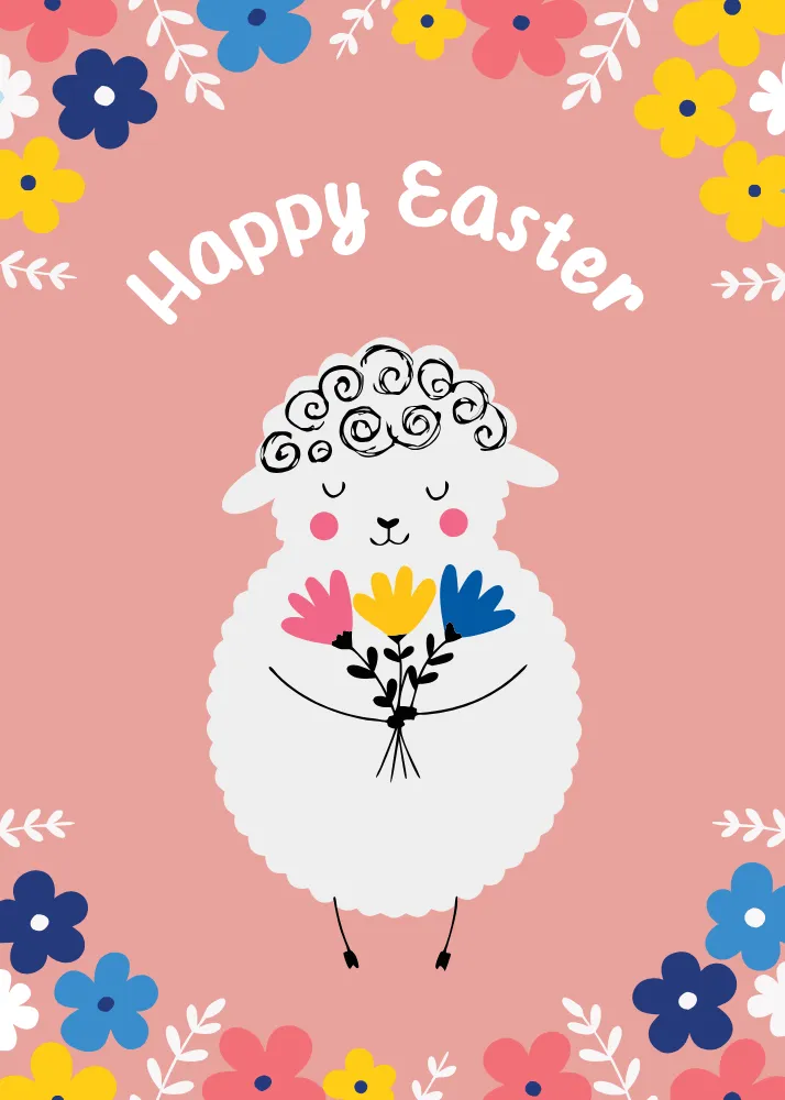 Cute Sheep with Tulip Easter Card