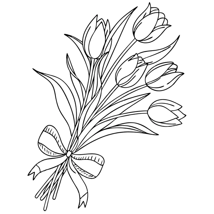 Tulip Bouquet to Color Card