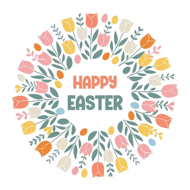 Easter Card with Tulips and Eggs