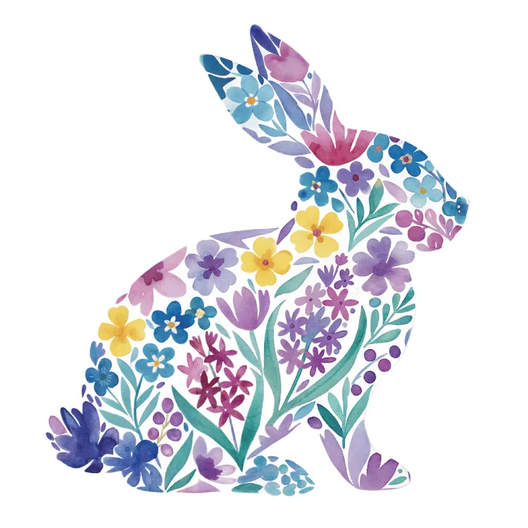 Watercolor Easter Bunny Printable Card