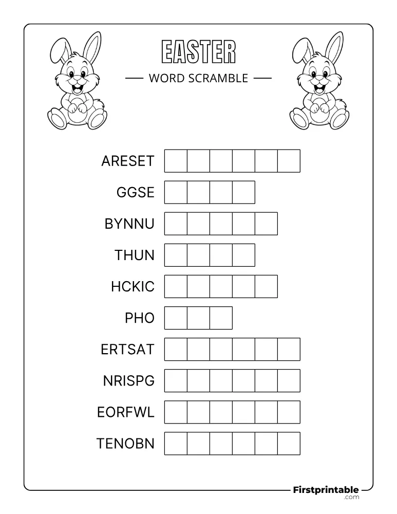 Easter Word Scramble - Easy 01
