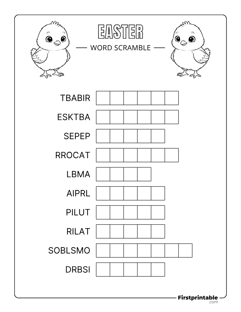 Easter Word Scramble - Easy 02