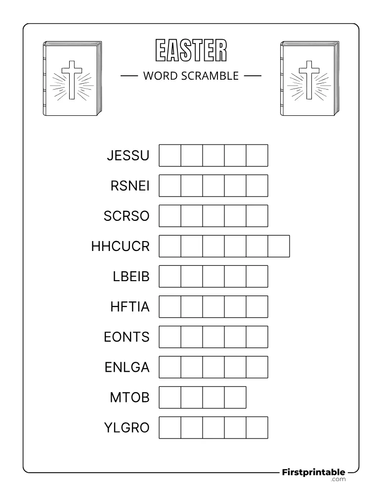 Easter Word Scramble - Easy 03