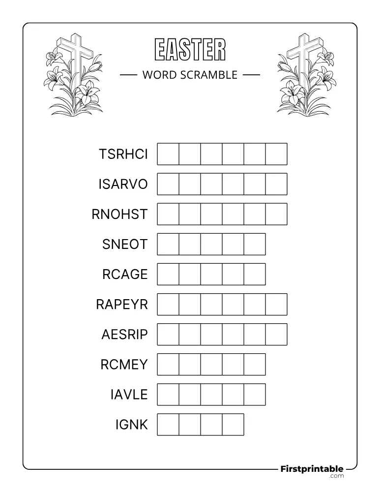 Easter Word Scramble - Easy 04
