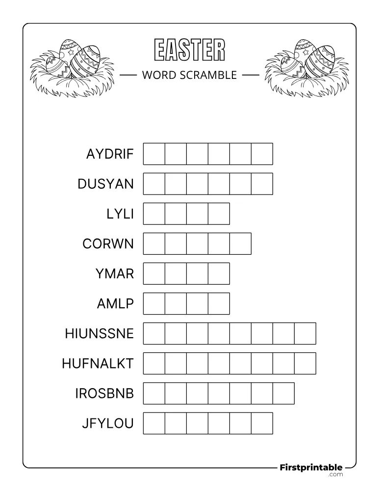 Easter Word Scramble - Easy 05