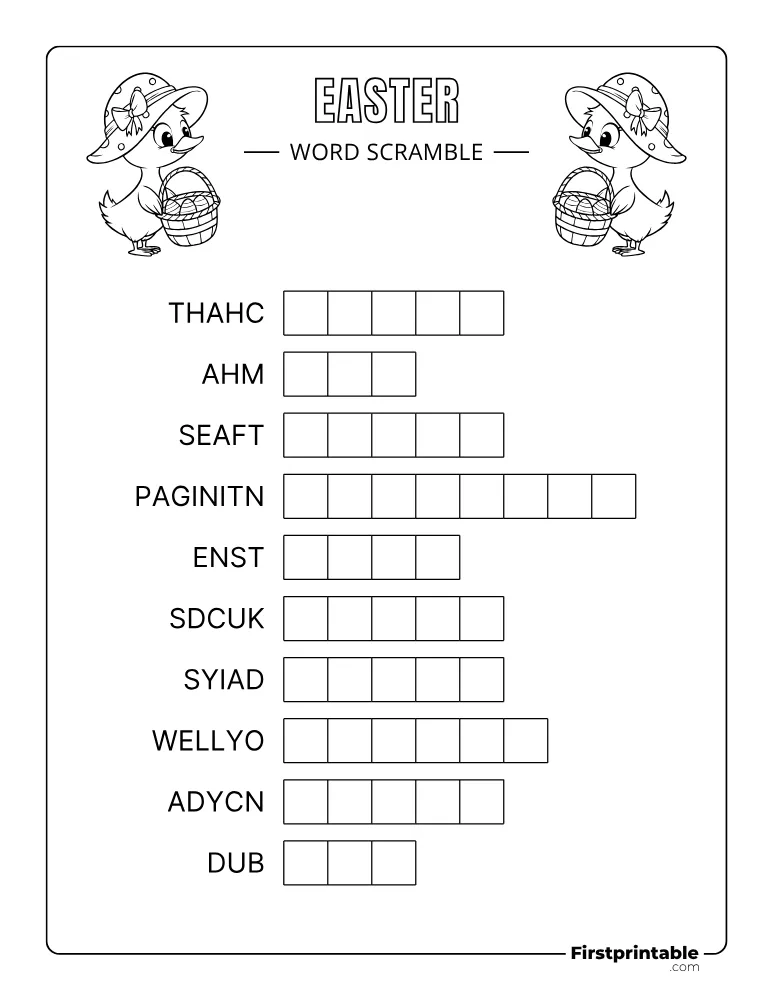 Easter Word Scramble - Easy 06