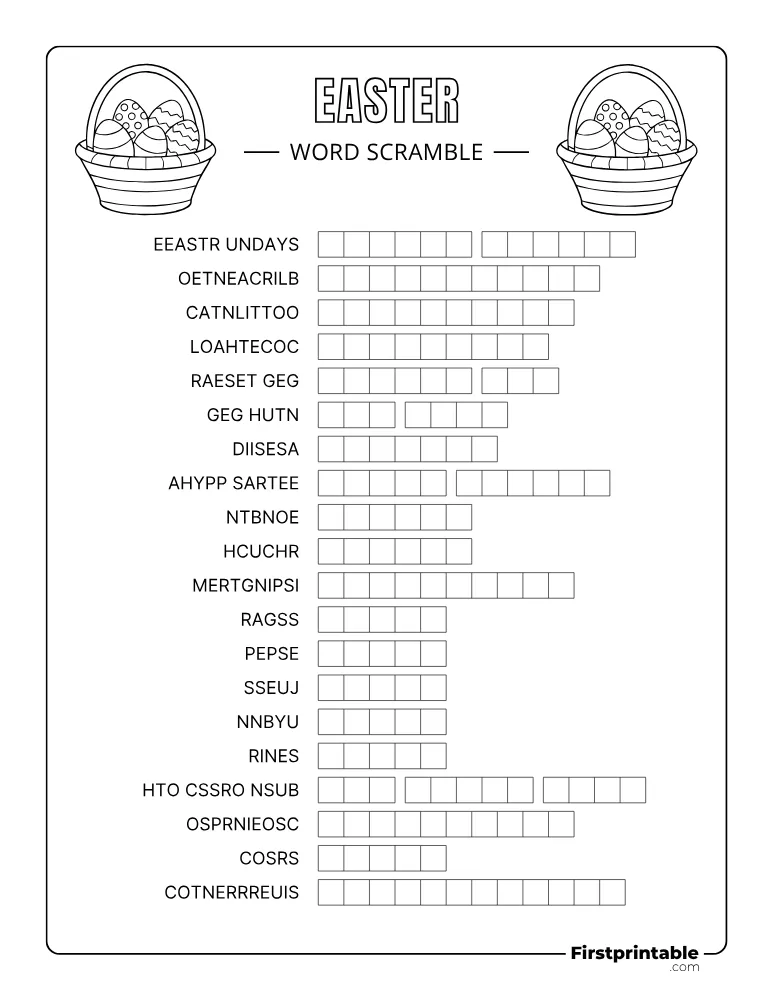 Easter Word Scramble - Hard 01