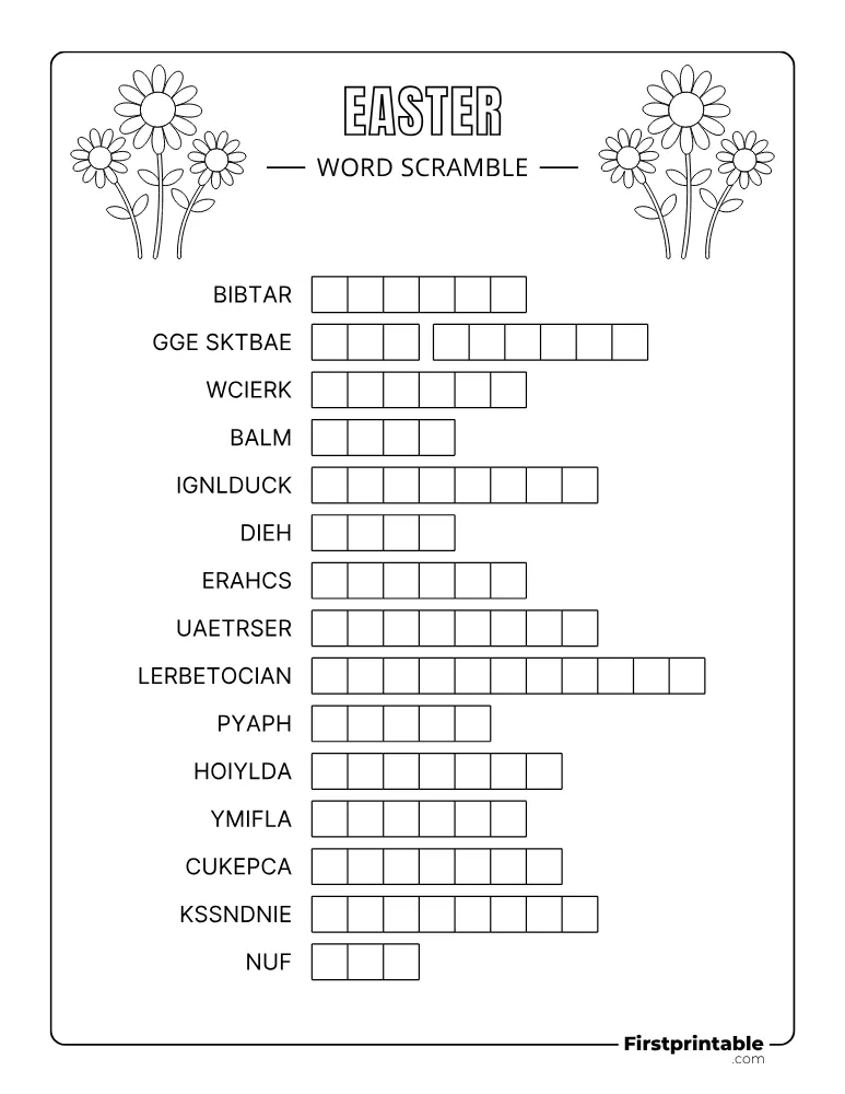 Easter Word Scramble - Medium 02