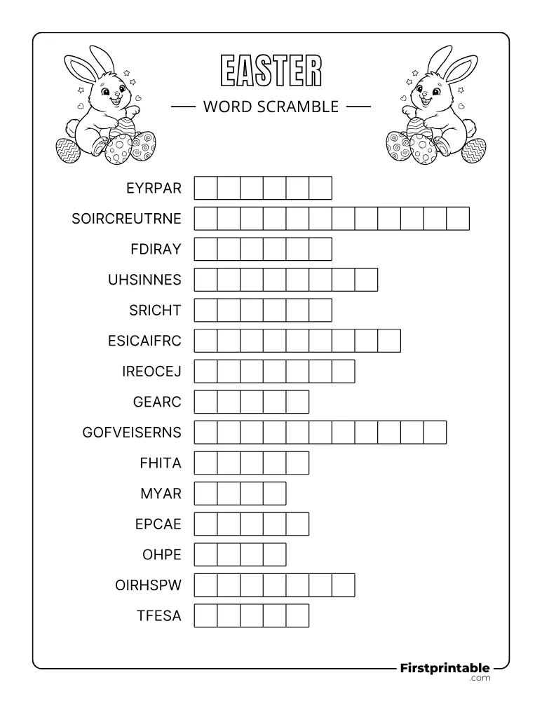 Easter Word Scramble - Medium 03