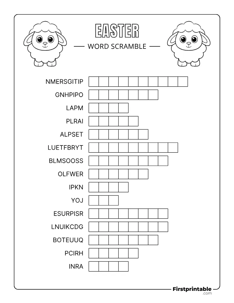 Easter Word Scramble - Medium 04