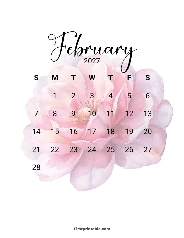 Printable February Calendar 2027 Template 12
