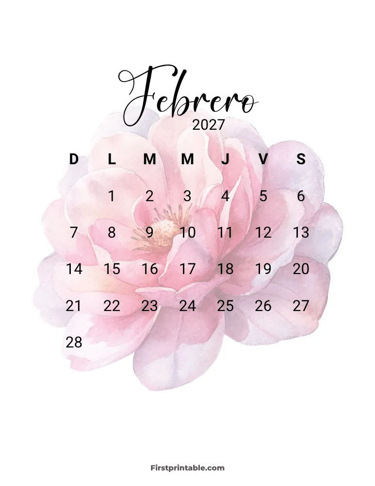 Printable February Calendar 2027 Template 27