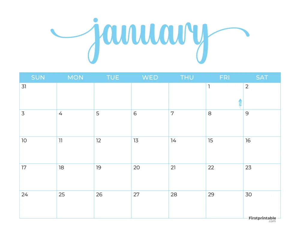 Printable January Calendar 2027 Template 21