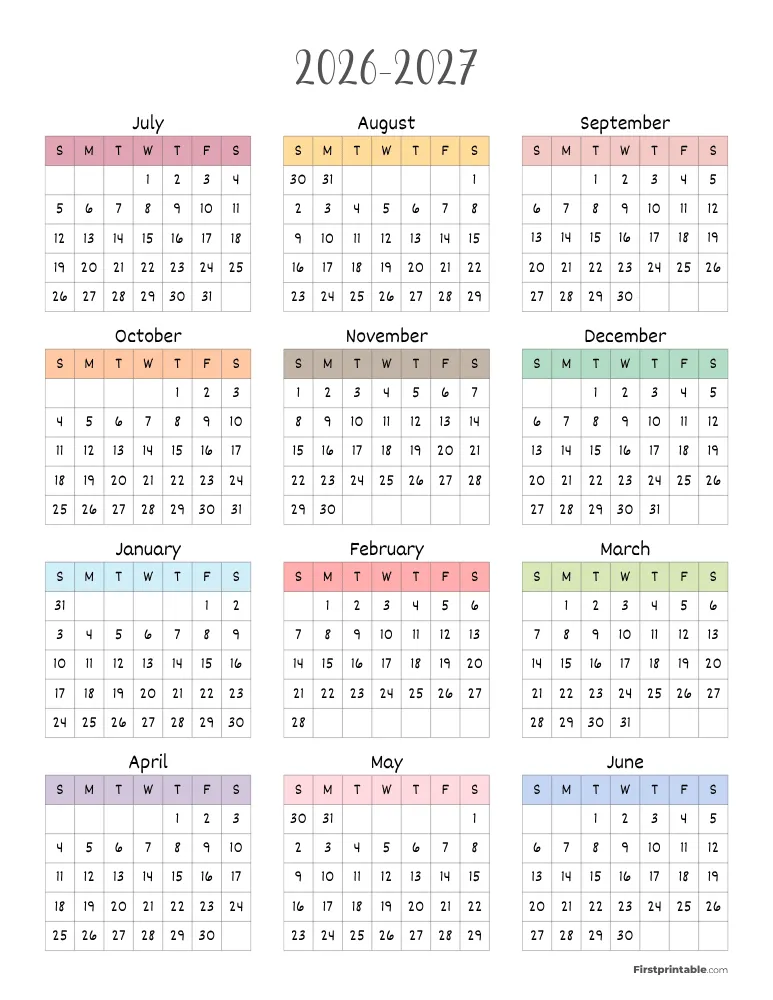 2026 - 2027 Calendar