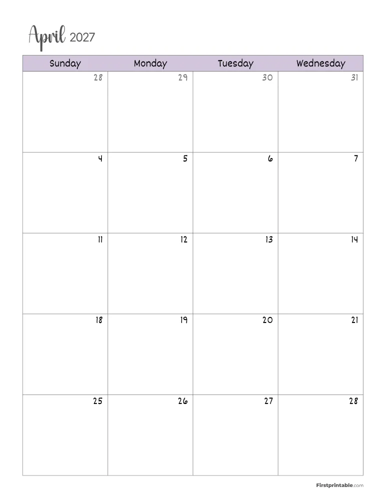 April 2027 Calendar Page 01