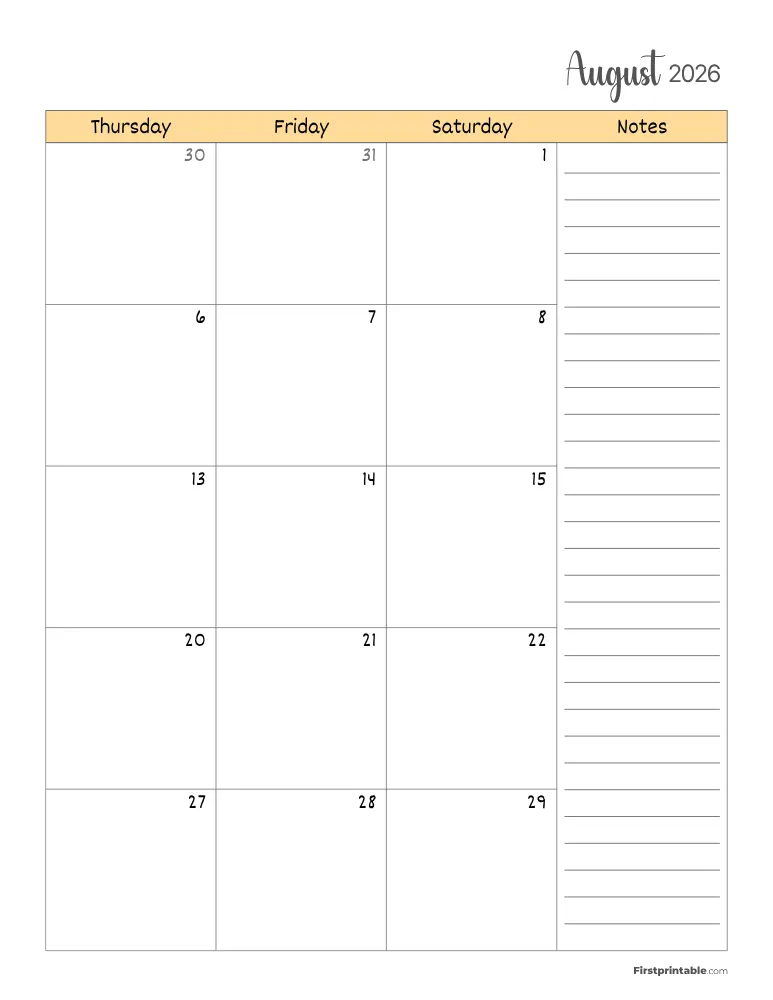 August 2026 Calendar Page 02