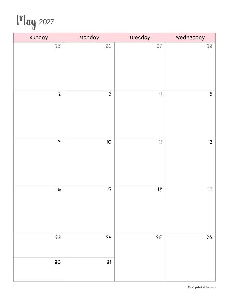 May 2027 Calendar Page 01