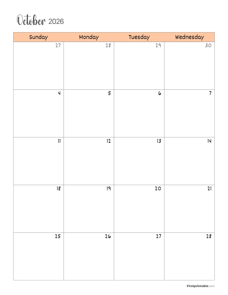 October 2026 Calendar Page 01