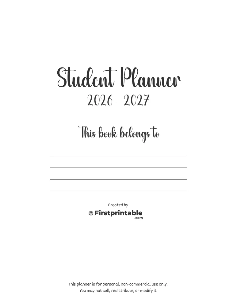 2026 - 2027 Student Planner Belongs To