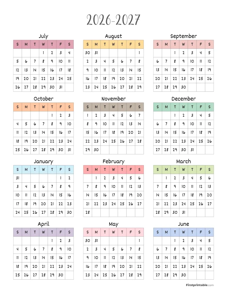2026- 2027 Calendar