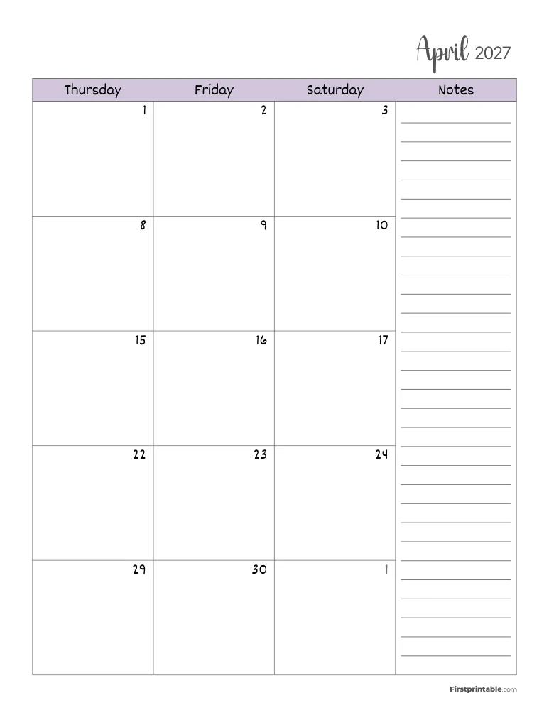 April 2027 Calendar Page 2