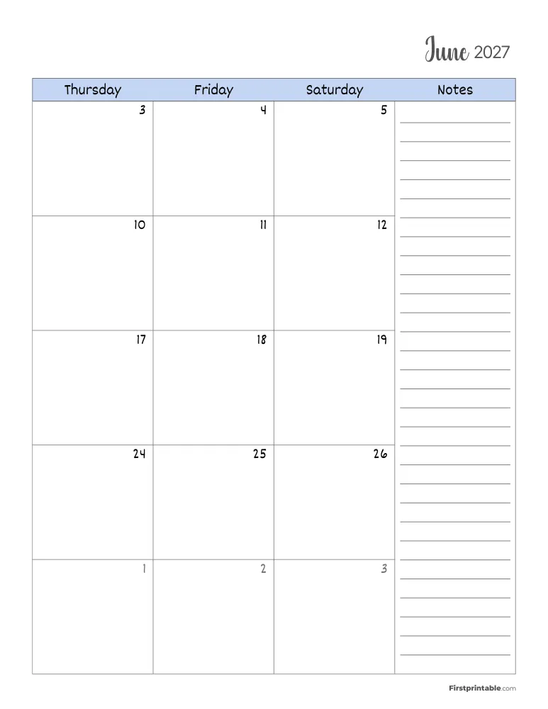 June 2027 Calendar Page 2