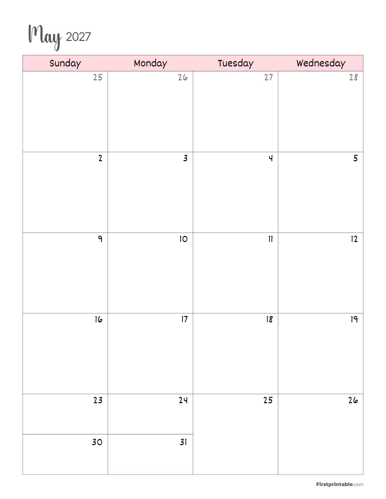 May 2027 Calendar Page 1