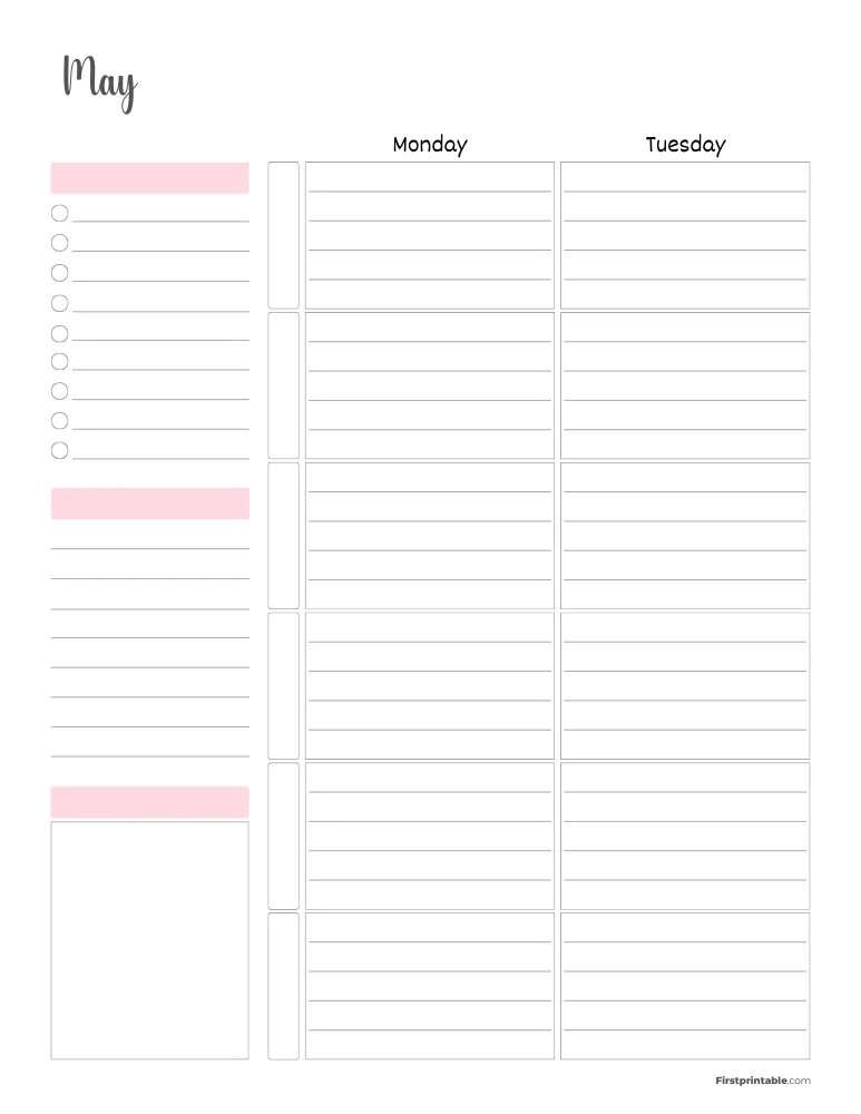 May 2027 Weekly Planner Page 1