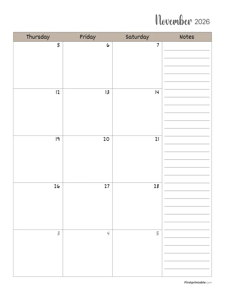 November 2026 Calendar Page 2