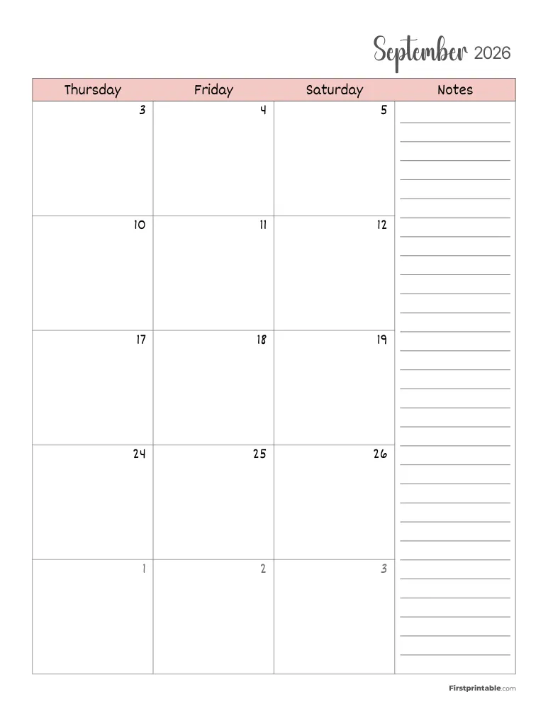 September 2026 Calendar Page 2