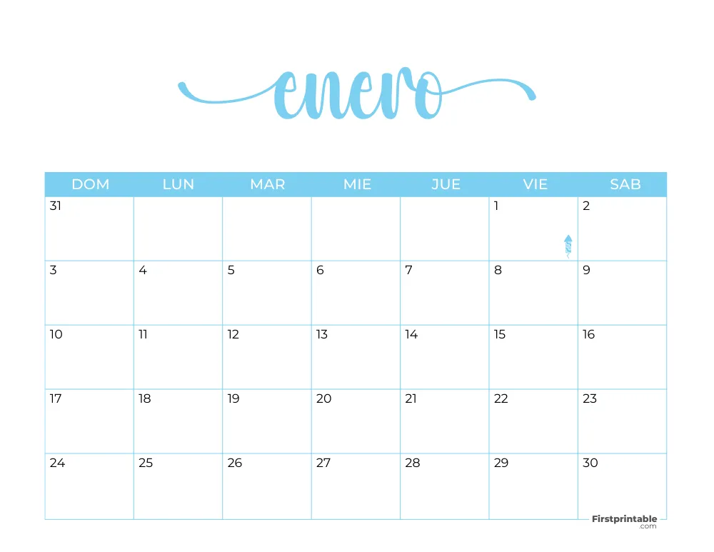 Spanish Printable January Calendar 2027 Template 38