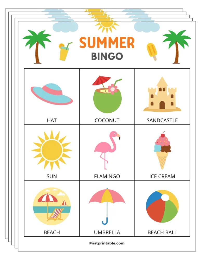 Summer Bingo Cards 01 - 3x3 (30 Cards)