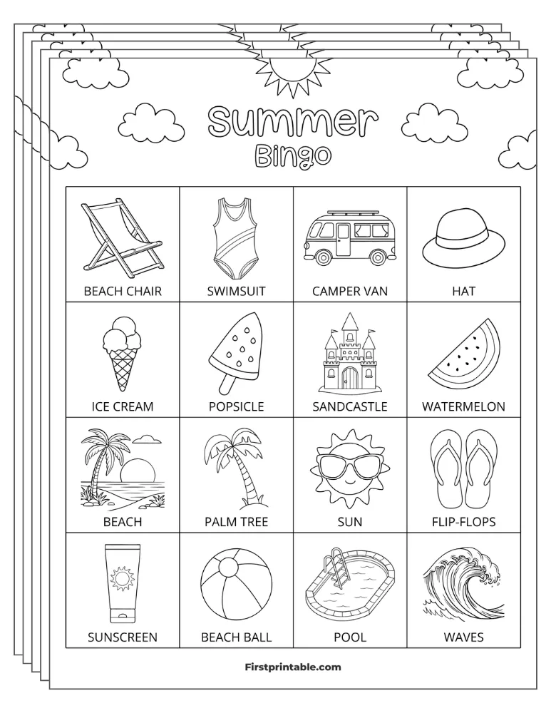 Summer Bingo Cards 02 - 4x4 (30 Cards)