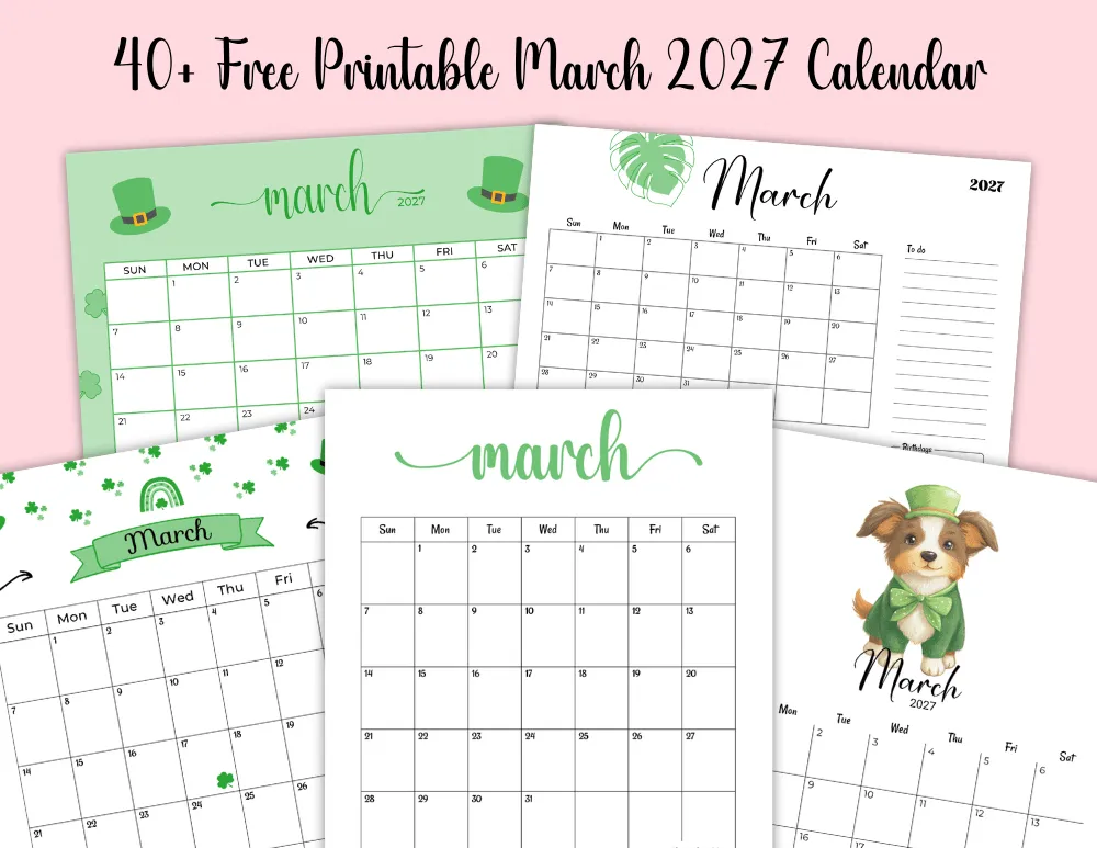 40+ Free Printable March 2027 Calendar